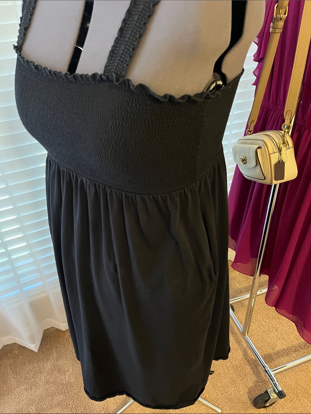 ON Black Smocked Midi Dress 2x 18 20 - Picture 2 of 7